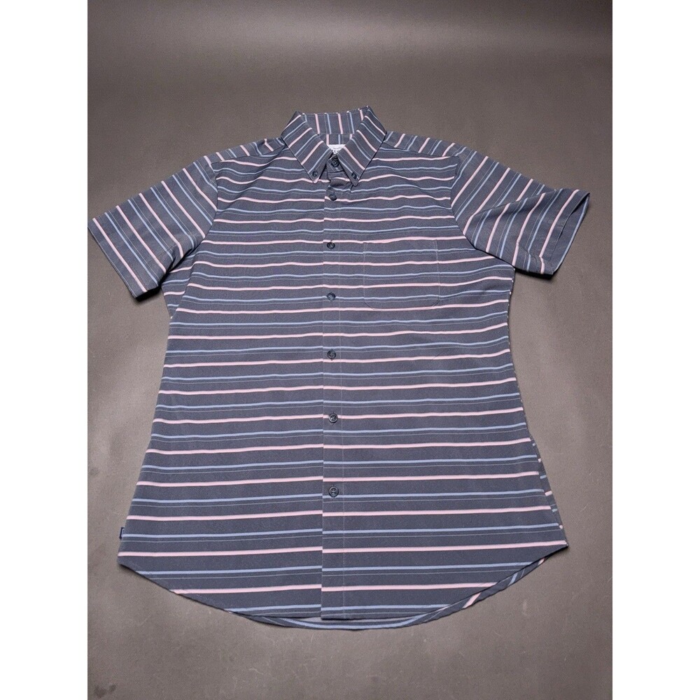 Mizzen+Main Leeward Short Sleeve Shirt Mens Medium Trim Fit Striped Performance